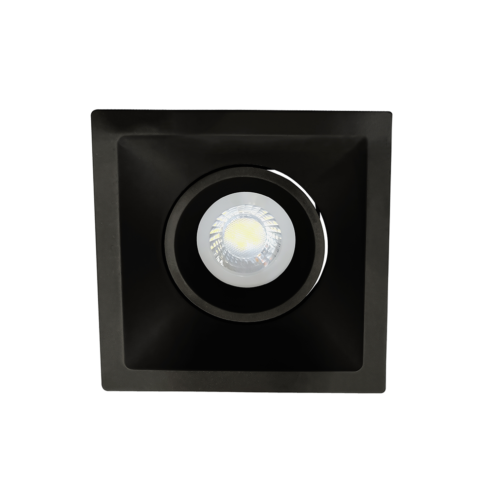 SPOT DE EMBUTIR CUADRADO NEGRO GU10 93x93 POLIC. P600B